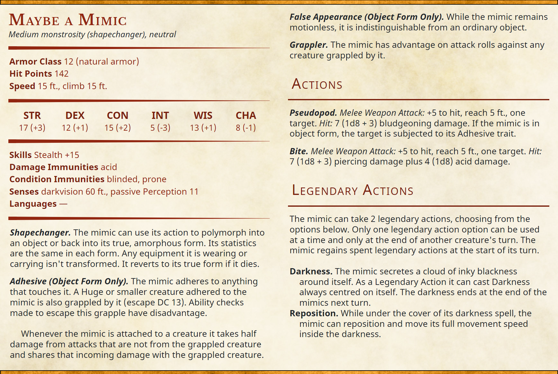 Homebrewing: Mimics | Maybe A Mimic